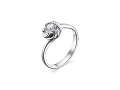 Серебряное кольцо цветок с кристаллом SWAROVSKI