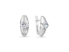 Серебряные резные серьги с кристаллами SWAROVSKI