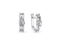 Серебряные резные серьги с кристаллом SWAROVSKI