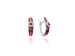 Серебряные серьги с красной эмалью