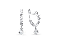 Серебряные серьги с подвеской из фианита