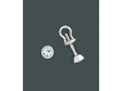 Серебряные серьги - пусеты с фианитом на винтовой застежке