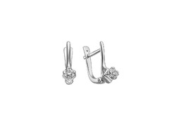 Серебряные серьги с резным узором и кристаллом SWAROVSKI